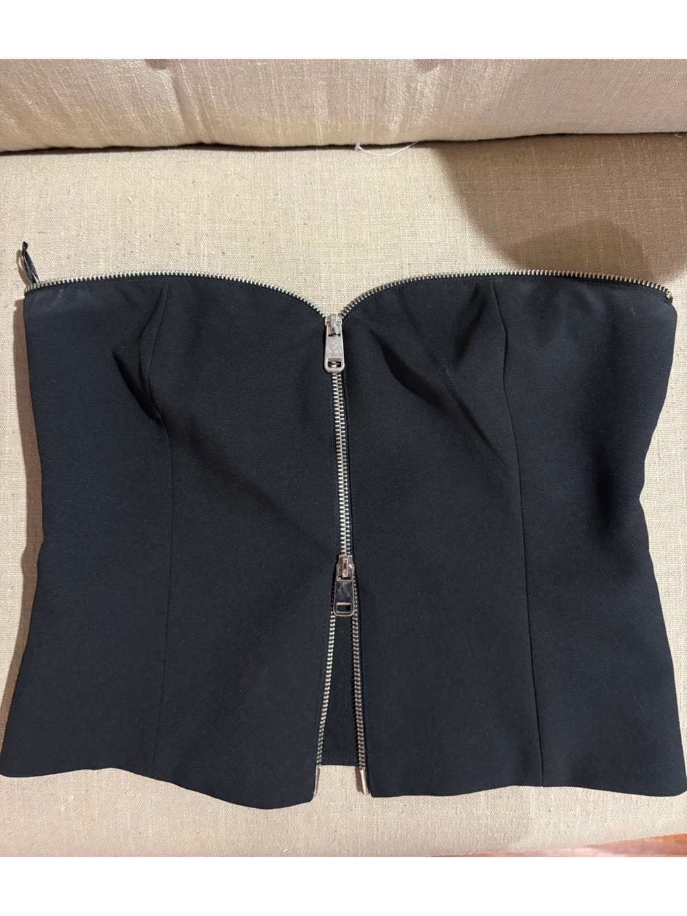 Zara Black Strapless Corset Top with Front Zip